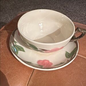 Franciscan Desert Rose Teacup & Saucer Set Pink & Green Cottage Core set3